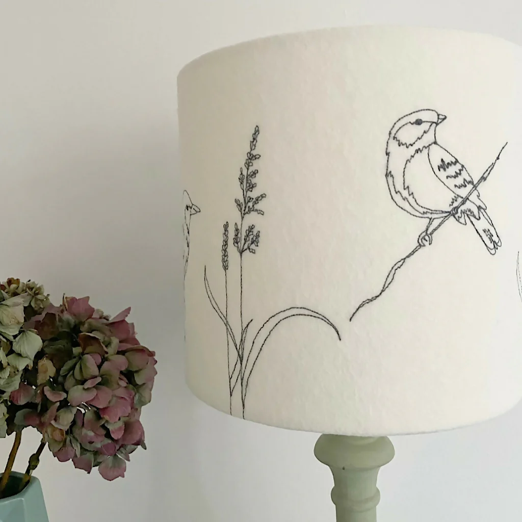 Embroidered Garden Bird Lampshade - Image 3
