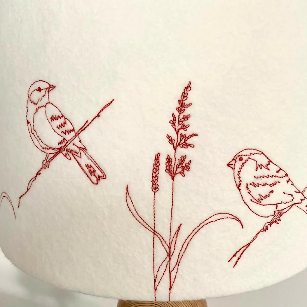 Embroidered Garden Bird Lampshade - Image 4