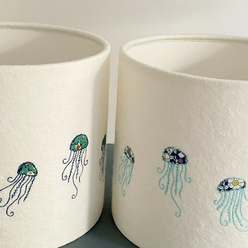 Embroidered Jellyfish Liberty Print Lampshade - Image 3