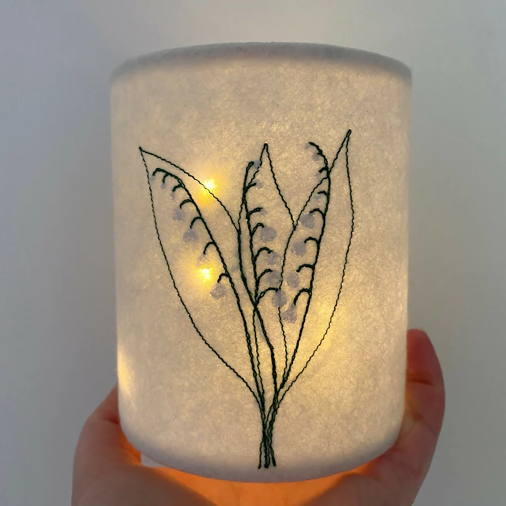 Embroidered Lily of the Valley Lantern - Image 3