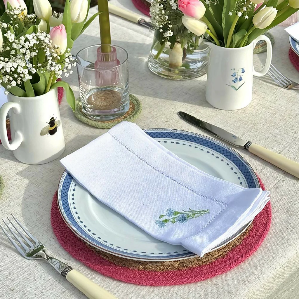 EMBROIDERED LINEN NAPKINS - GARDEN FLOWERS - Image 3