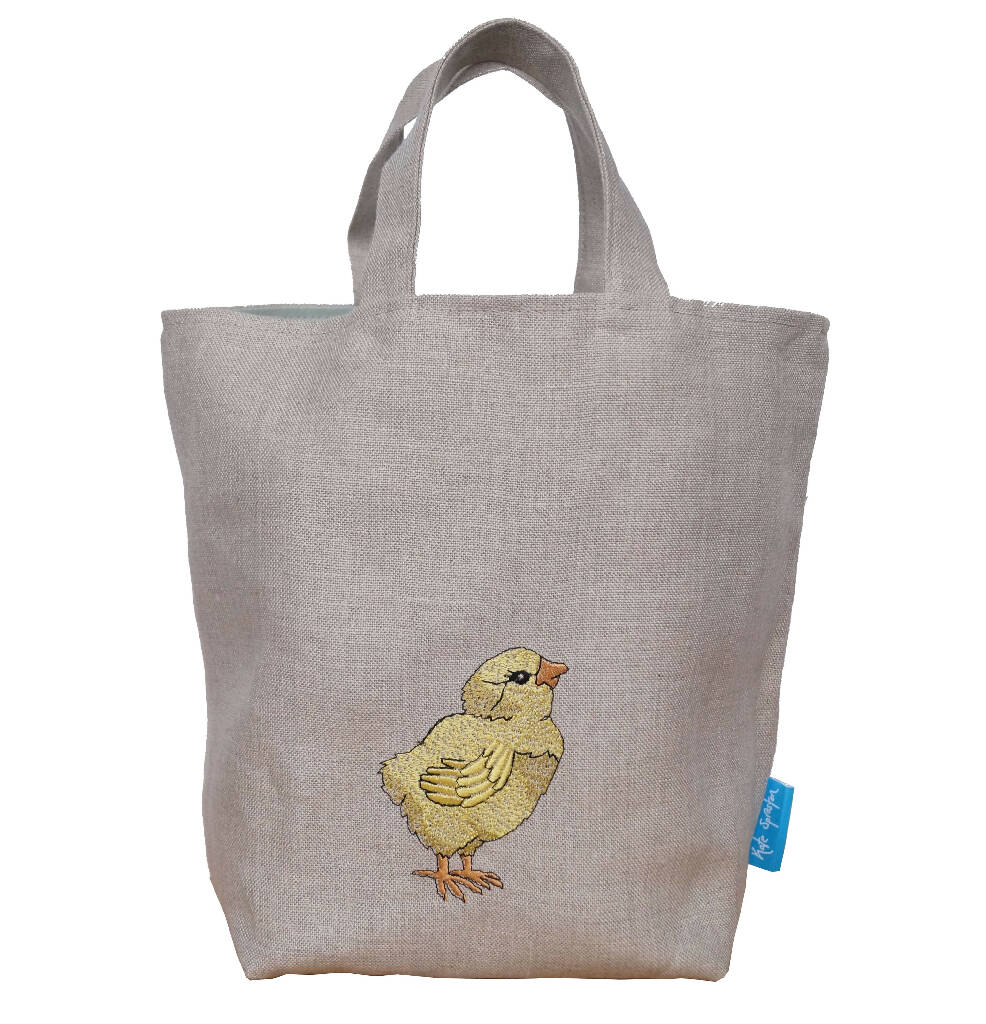 Embroidered Little Chick Easter Egg Hunting Bag - Image 3