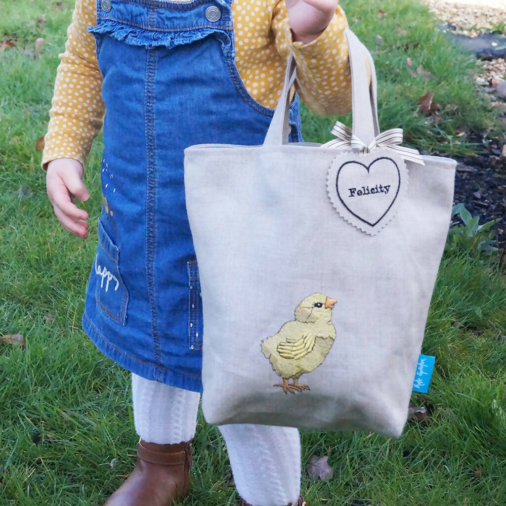 Embroidered Little Chick Easter Egg Hunting Bag - Image 5