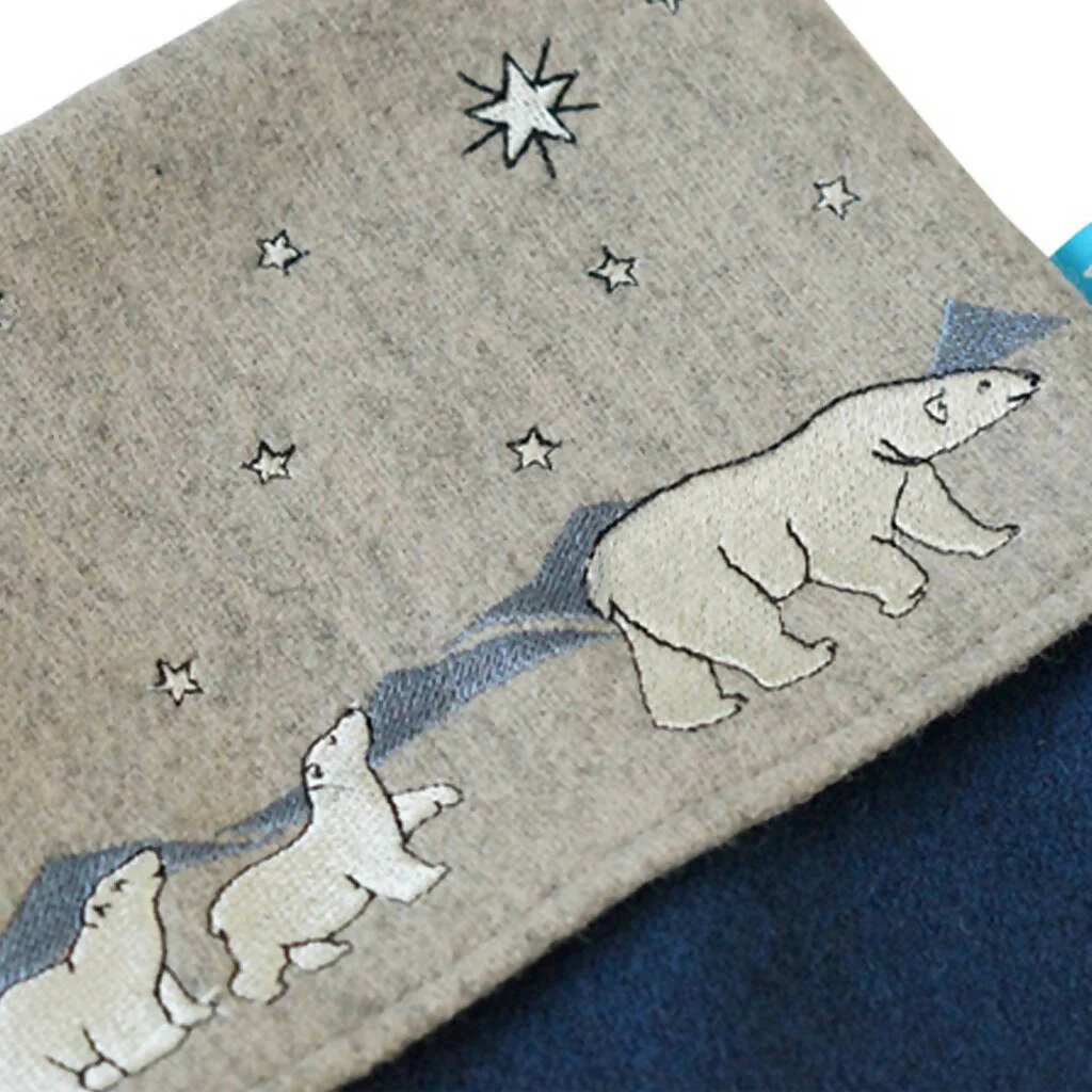Embroidered Polar Bear and Cubs Christmas Stocking - Image 3
