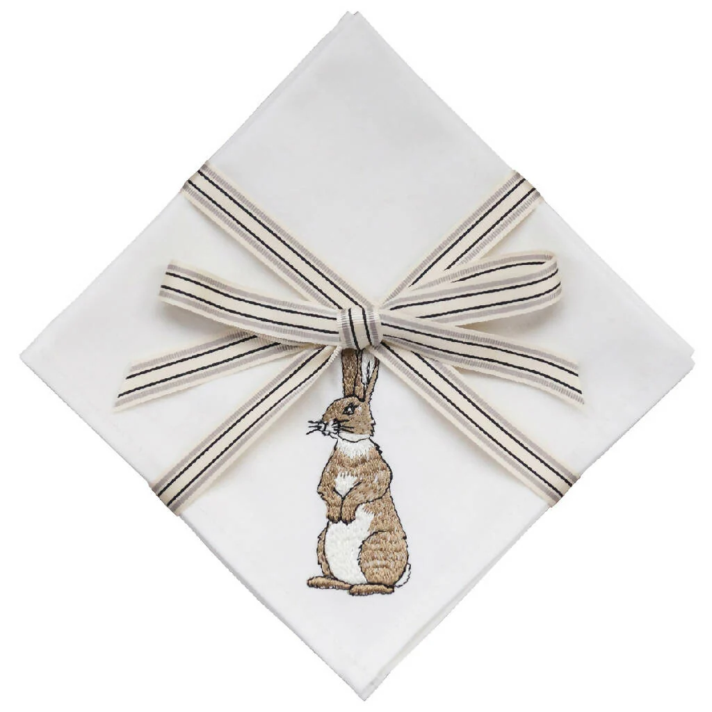 Embroidered Rabbit Cocktail Napkins - Set of Four - Image 6
