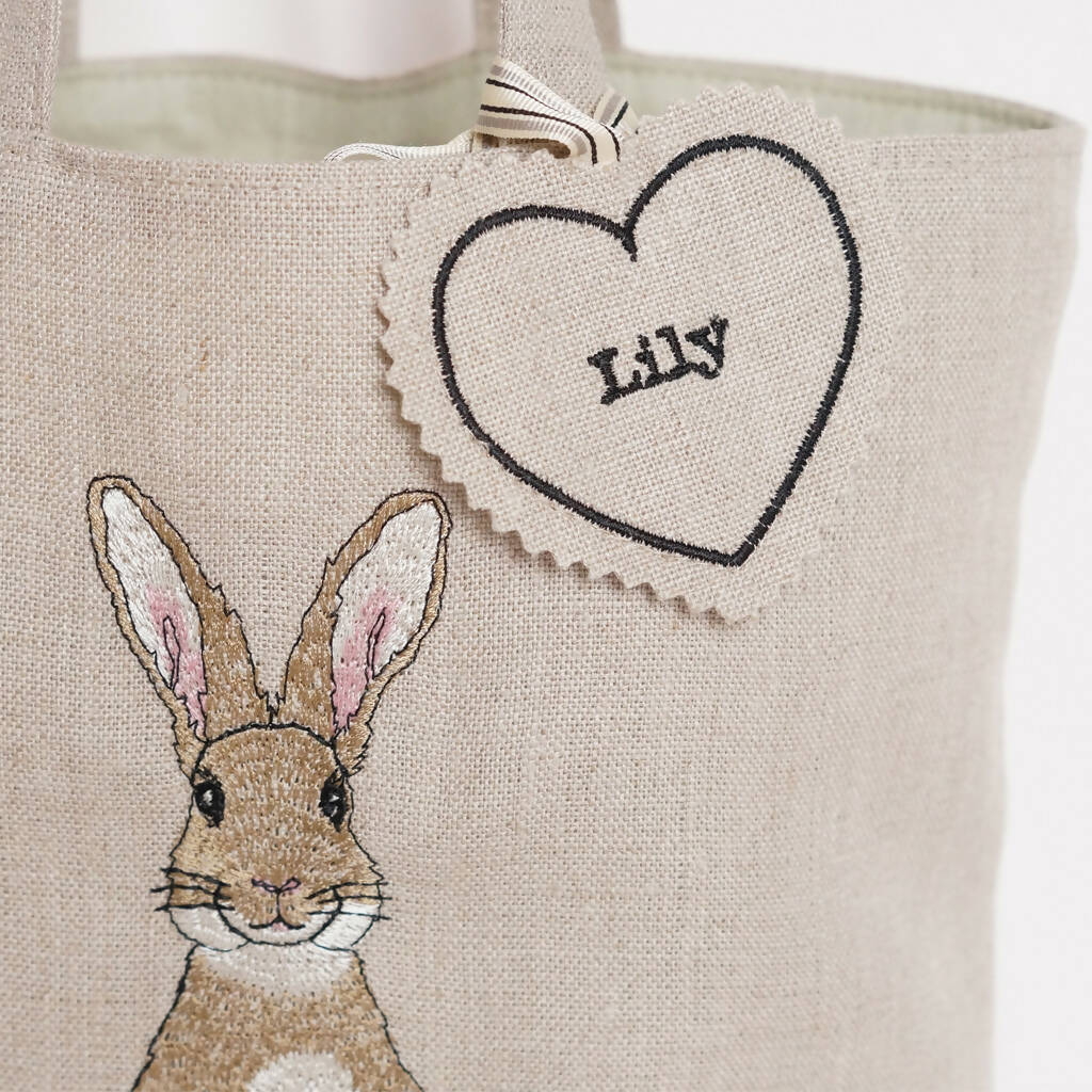 Embroidered Rabbit Easter Egg Hunting Bag - Image 6