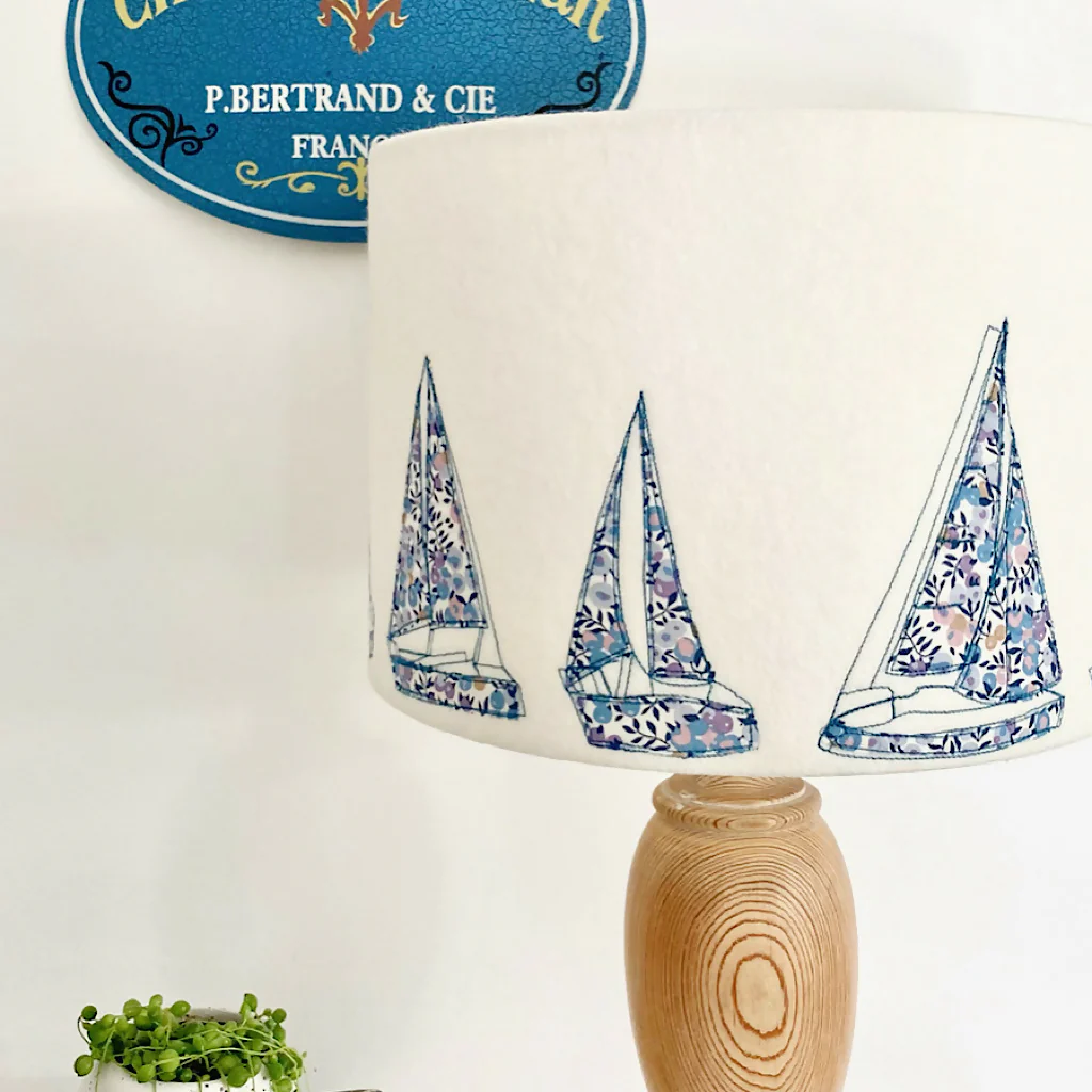 Embroidered Sailing Boat Liberty Print Lampshade - Image 2