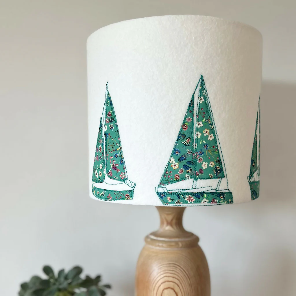 Embroidered Sailing Boat Liberty Print Lampshade - Image 3