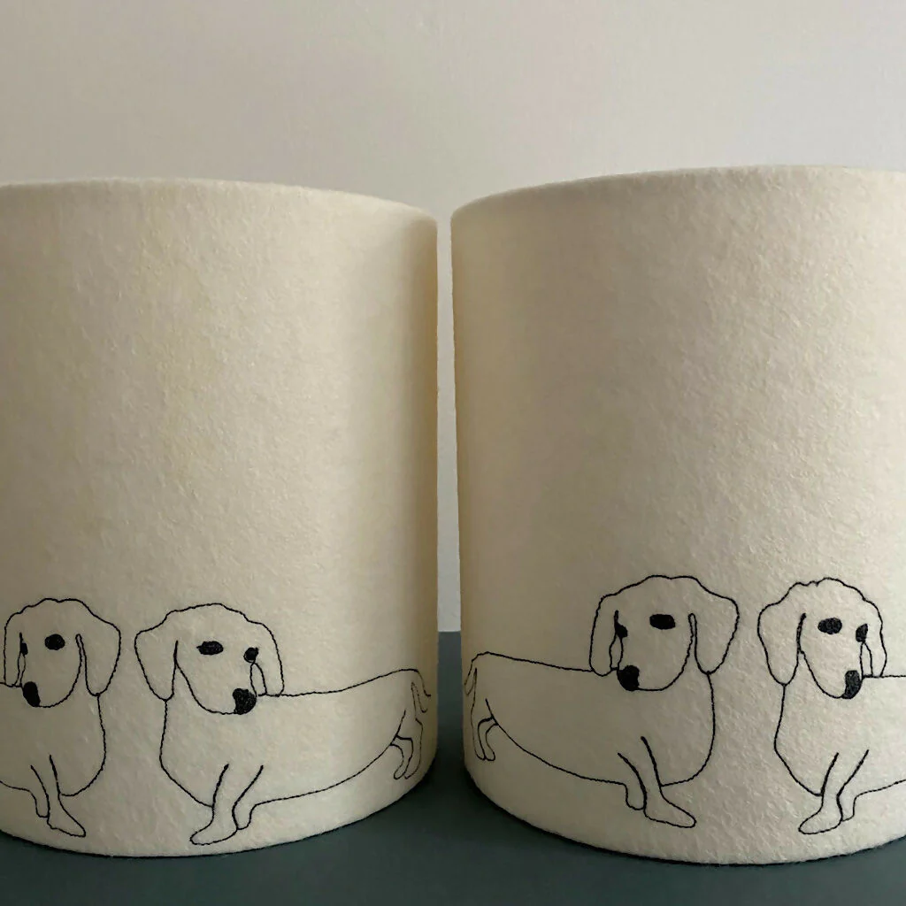 Embroidered Sausage Dog Lampshade - Image 3