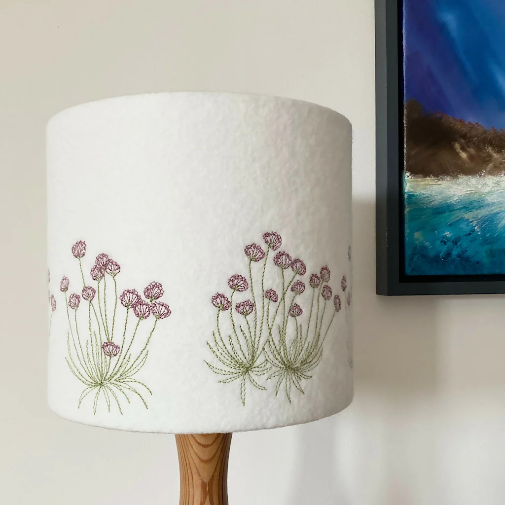Embroidered Sea Pinks Lampshade