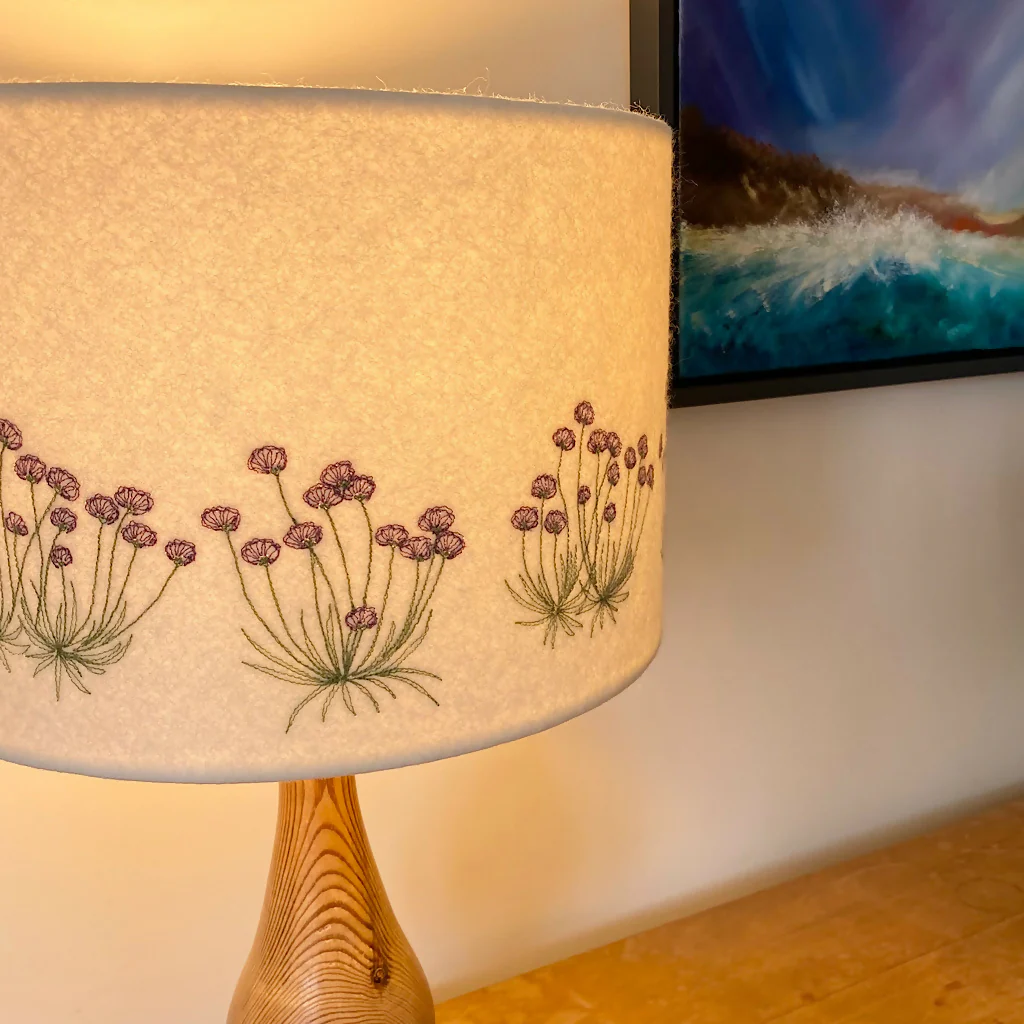 Embroidered Sea Pinks Lampshade - Image 2