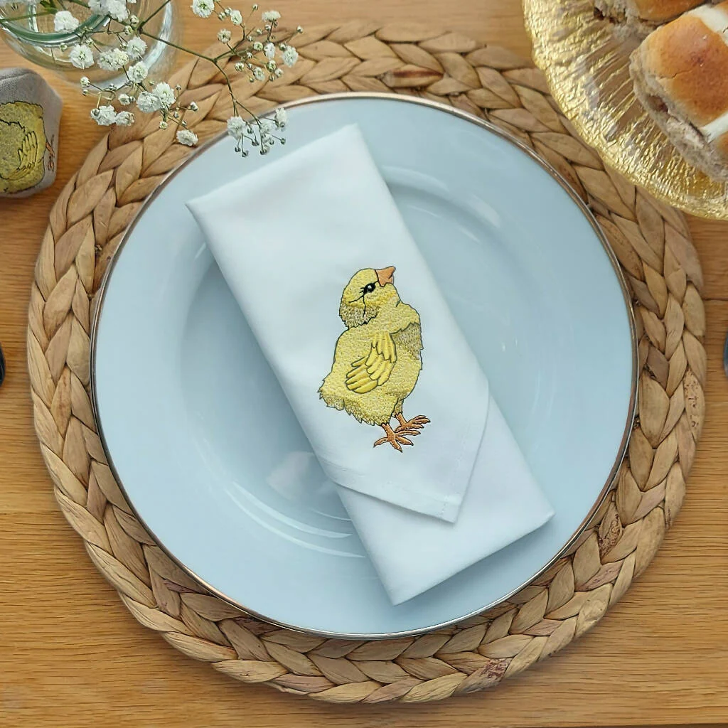 Embroidered Set of Two Little Chick Napkins - Image 6