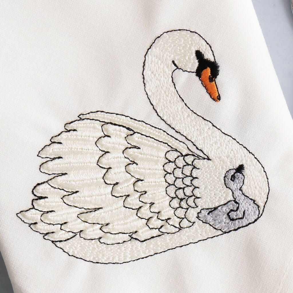 Embroidered Set of Two Swan Napkins - Image 3