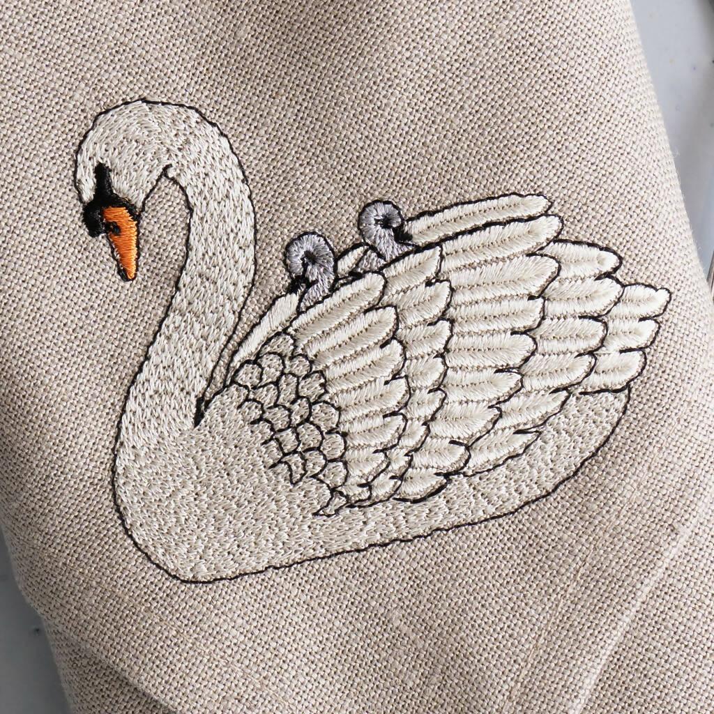 Embroidered Set of Two Swan Napkins - Image 6