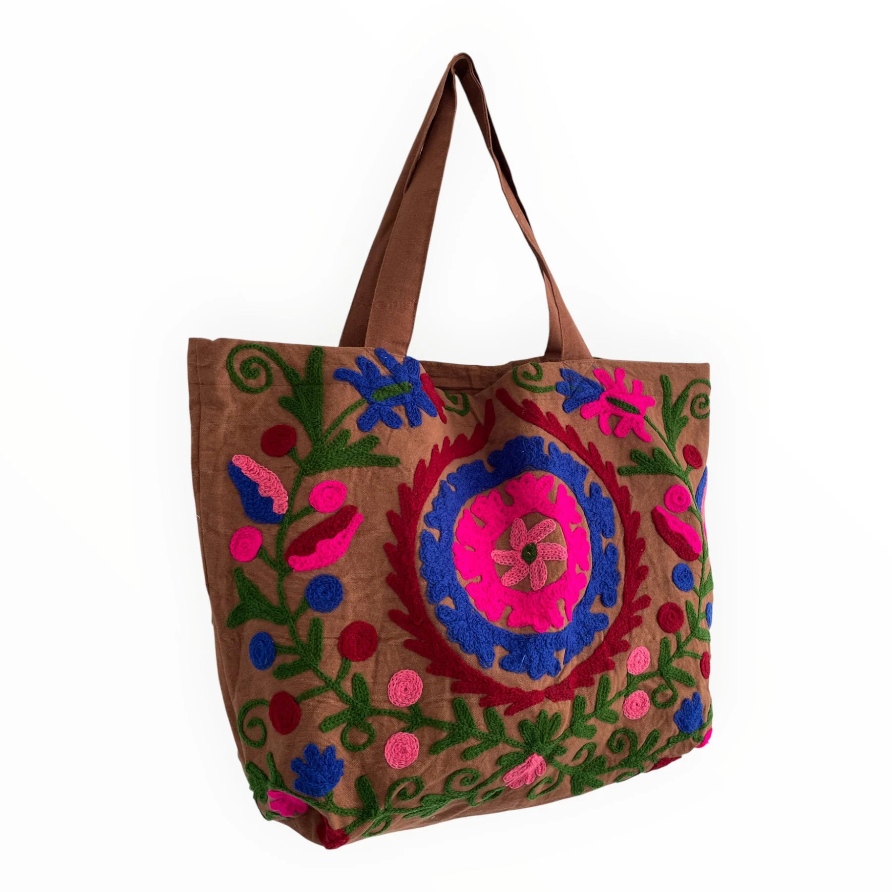 Embroidered Suzani Bag in Brown - Image 11