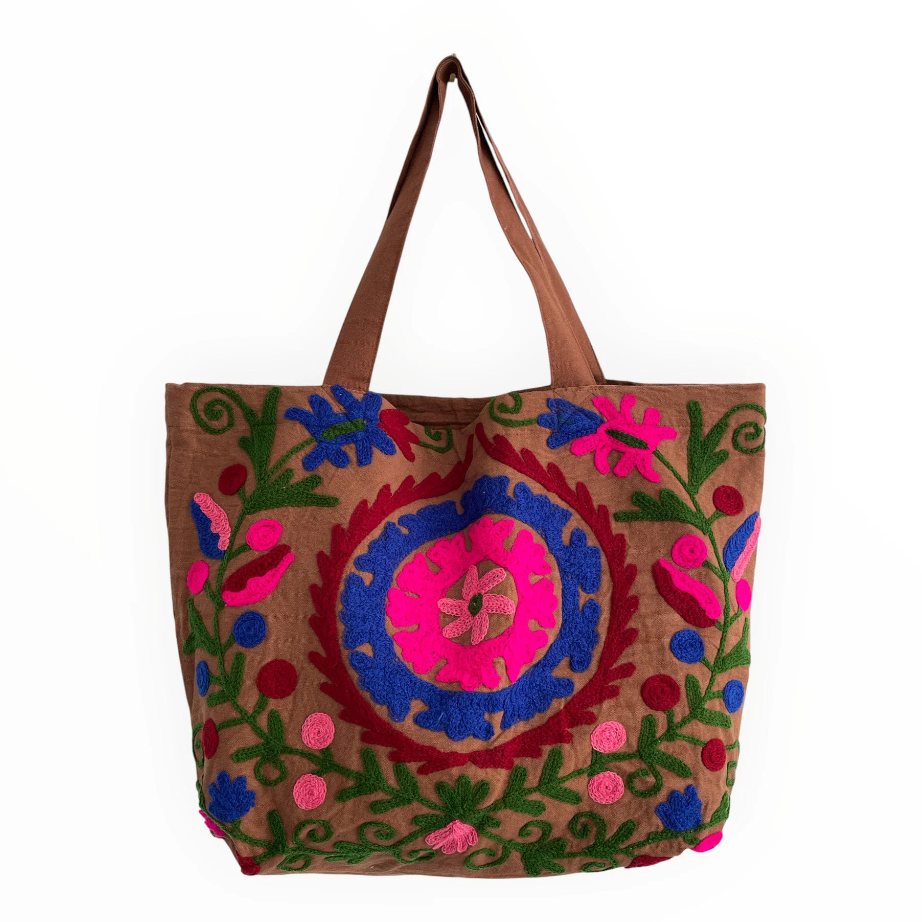 Embroidered Suzani Bag in Brown - Image 2