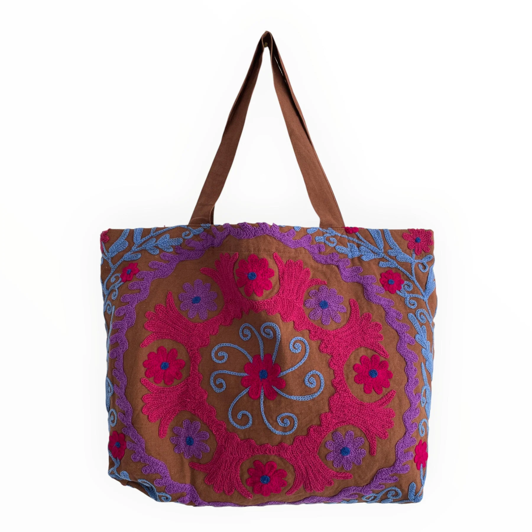 Embroidered Suzani Bag in Brown - Image 5