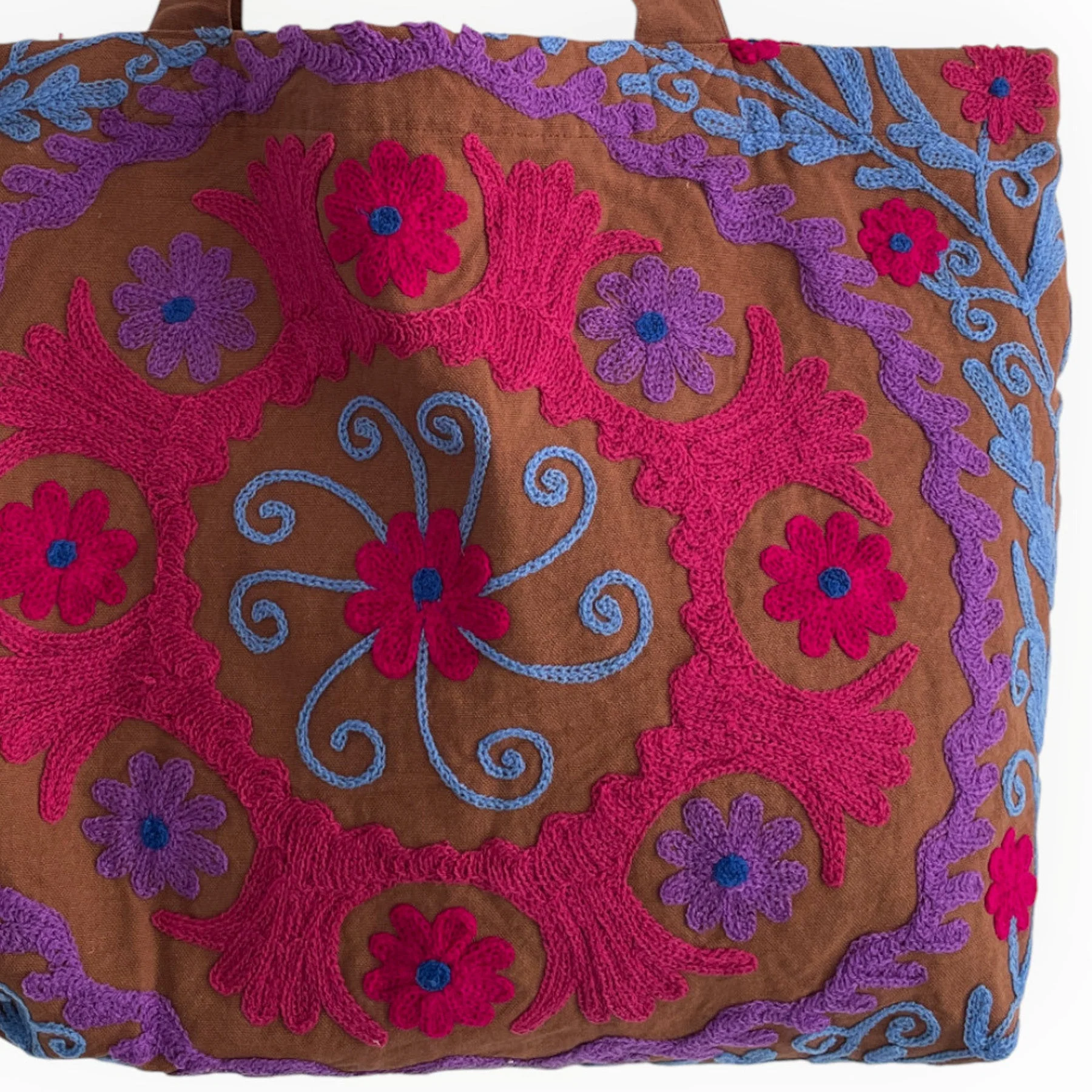 Embroidered Suzani Bag in Brown - Image 8