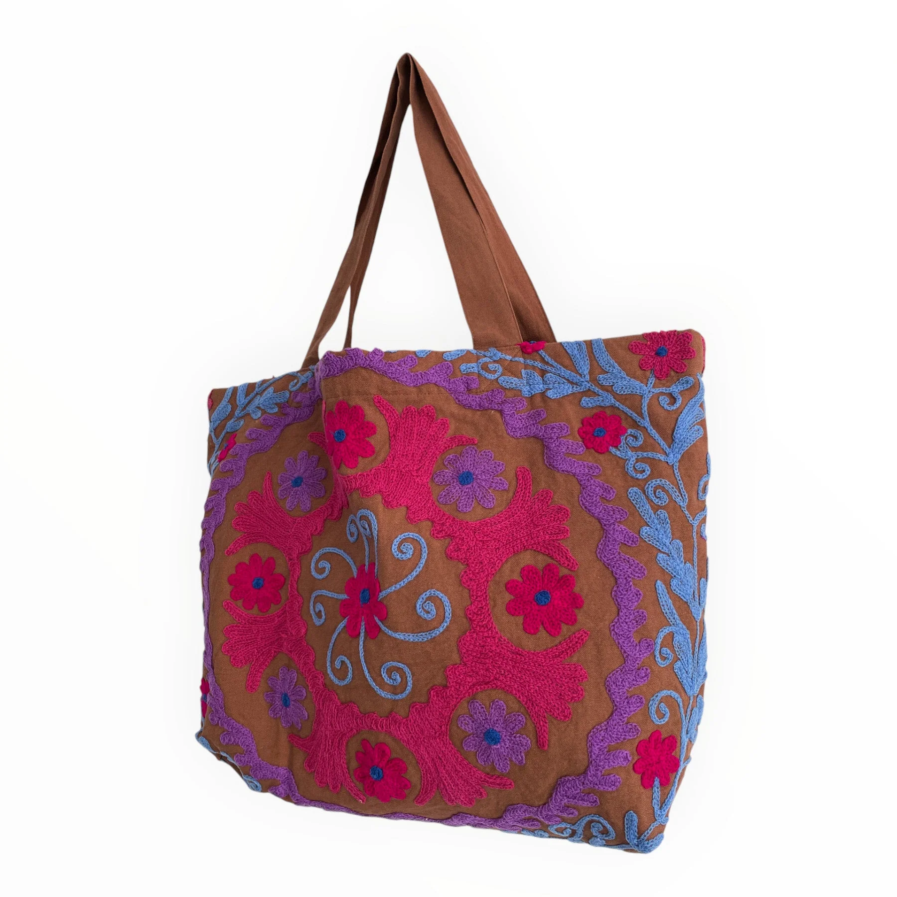 Embroidered Suzani Bag in Brown - Image 9
