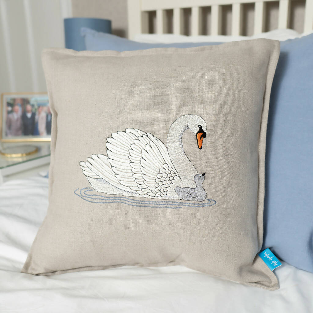 Embroidered Swan Cushions - Image 3