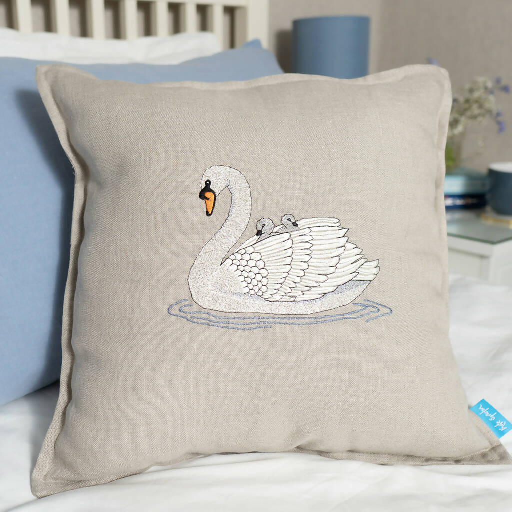 Embroidered Swan Cushions - Image 4
