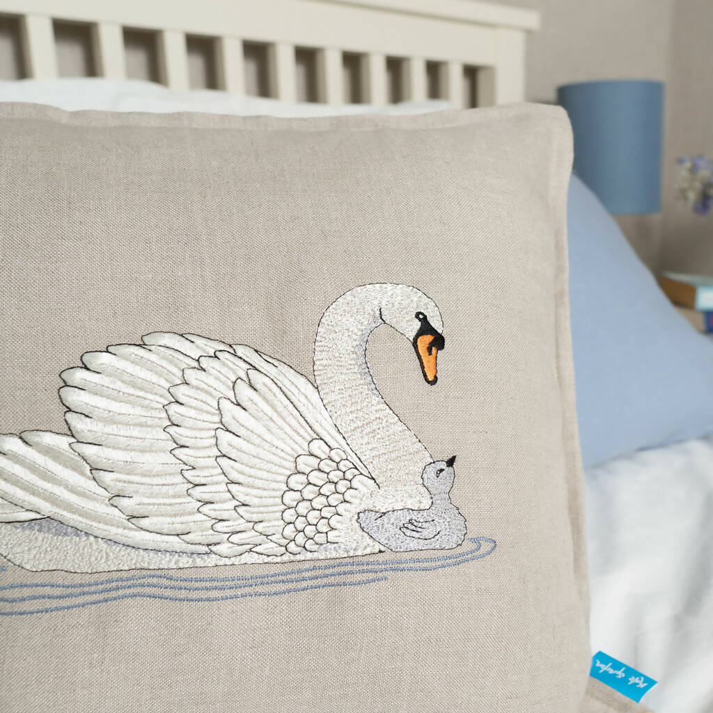 Embroidered Swan Cushions - Image 6