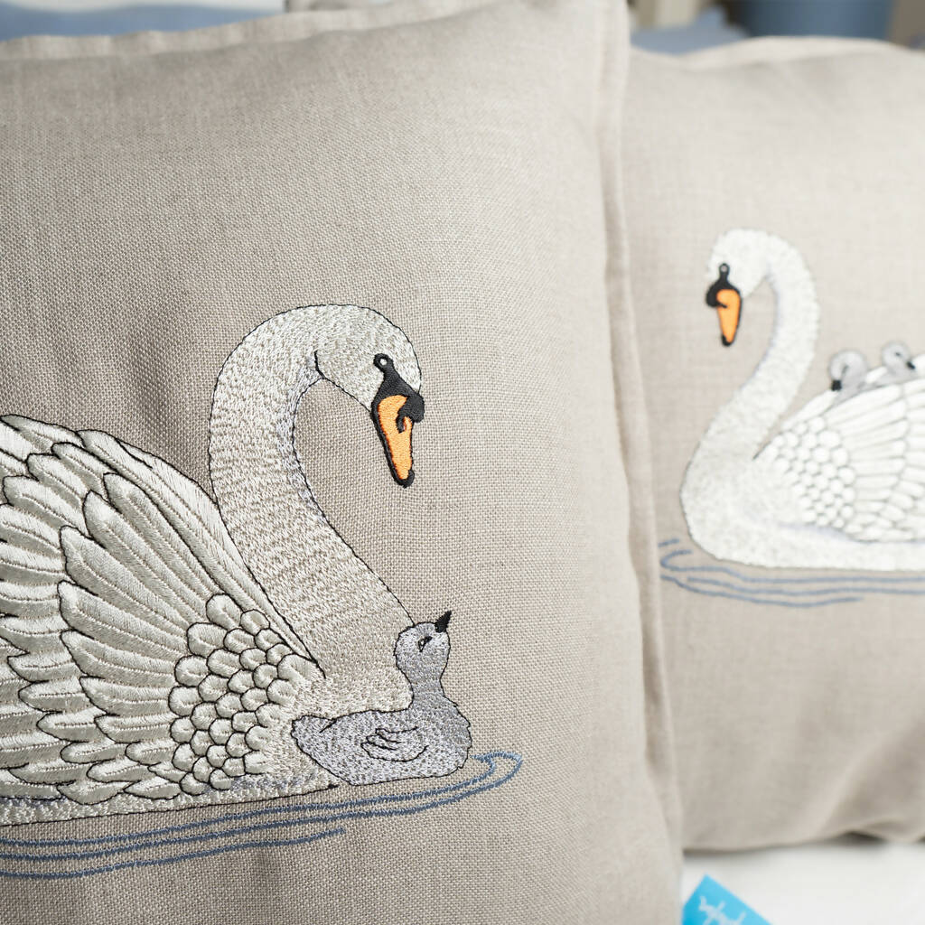 Embroidered Swan Cushions - Image 7