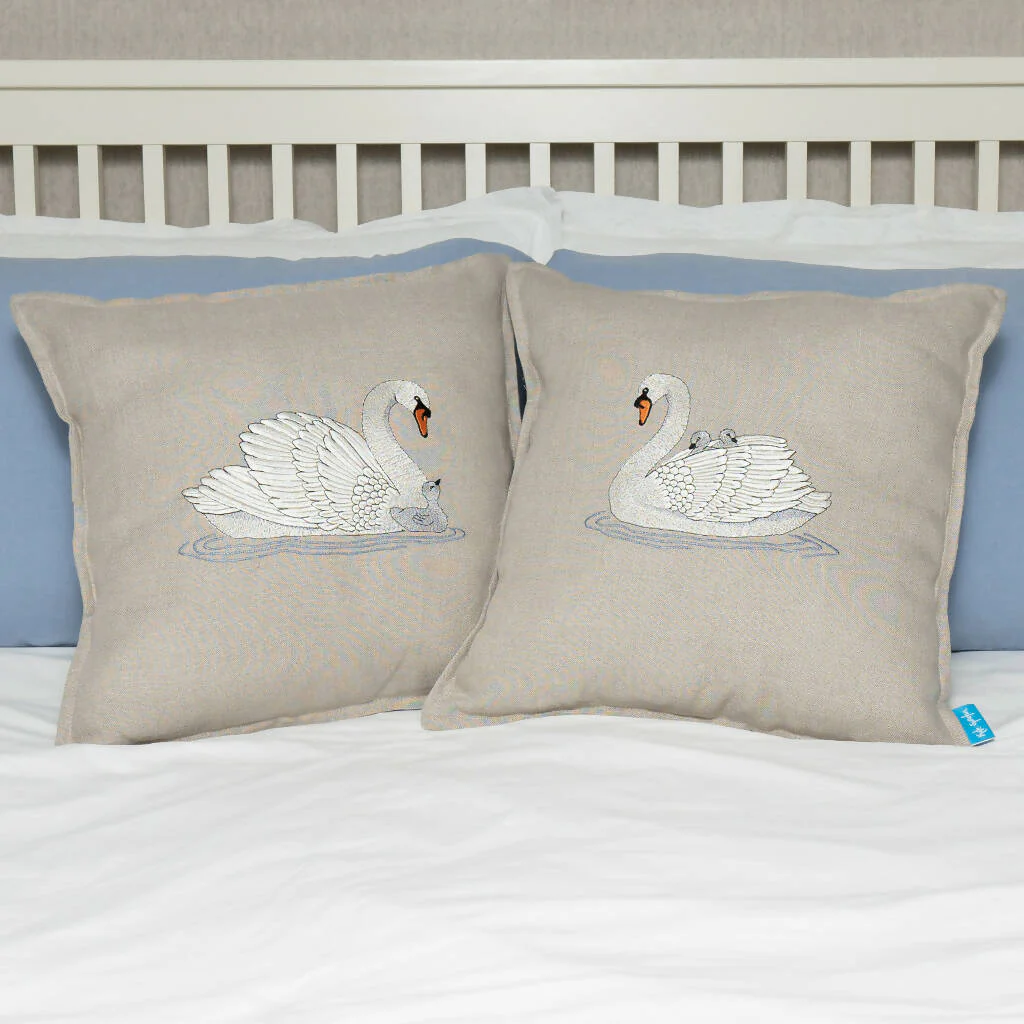 Embroidered Swan Cushions - Image 8