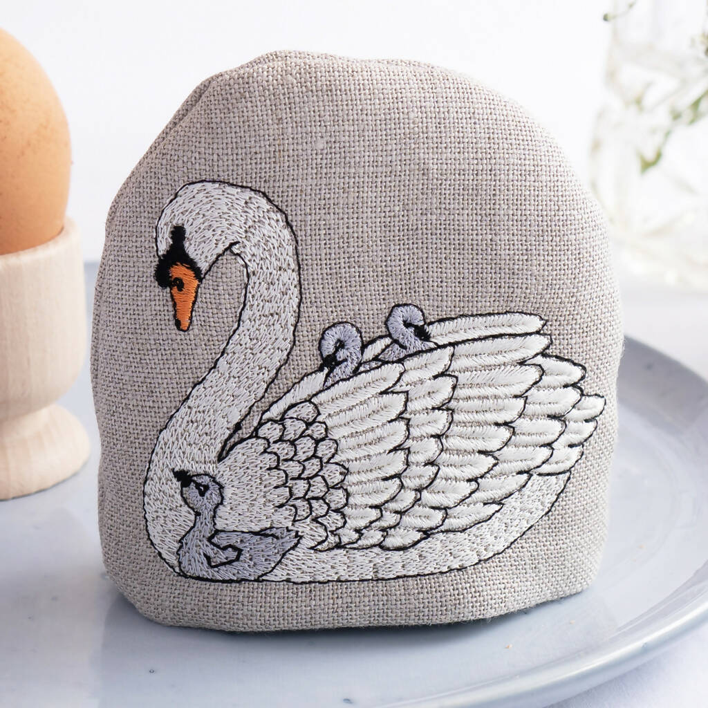 Embroidered Swan Egg Cosy - Image 3