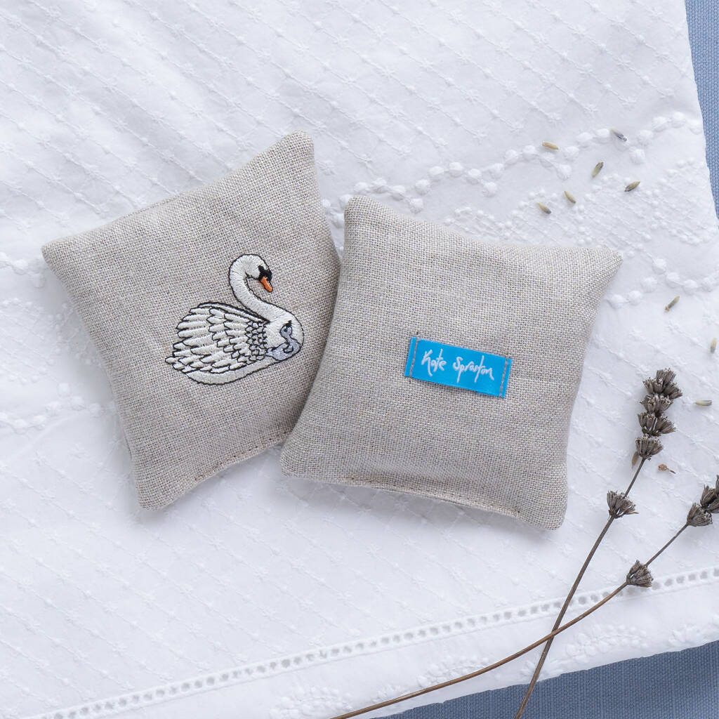 Embroidered Swan Lavender Sachets - Set of Two - Image 3
