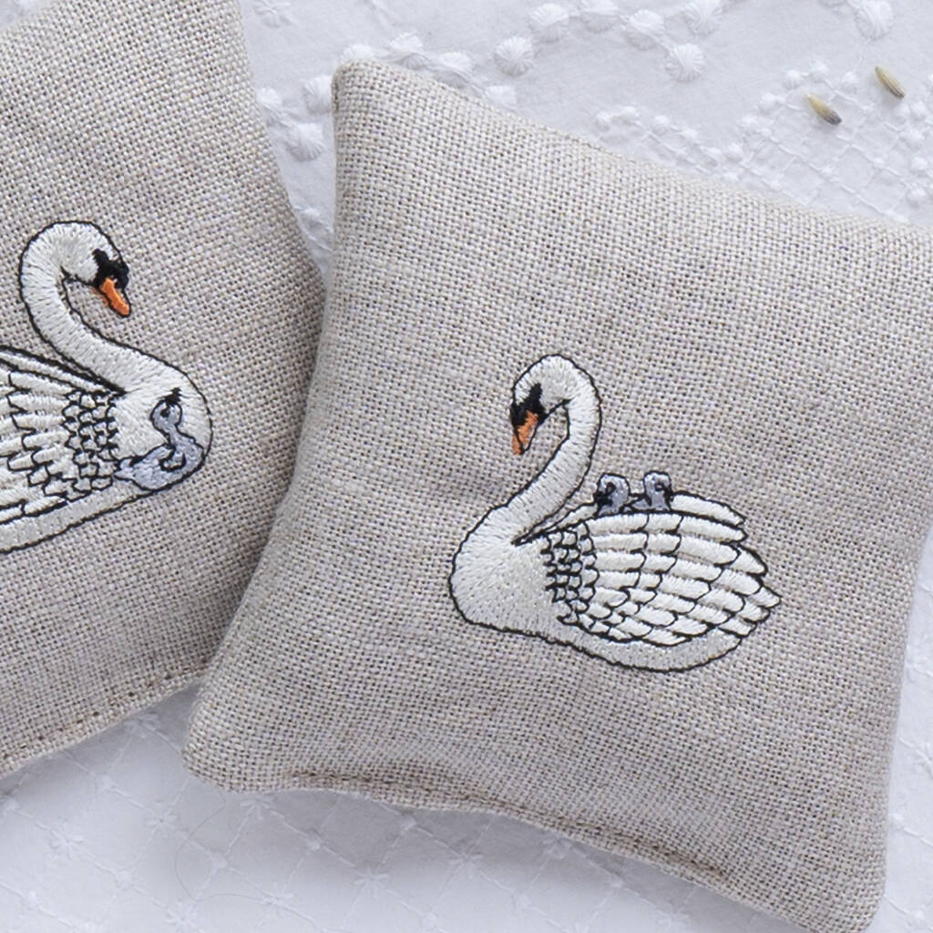Embroidered Swan Lavender Sachets - Set of Two - Image 4