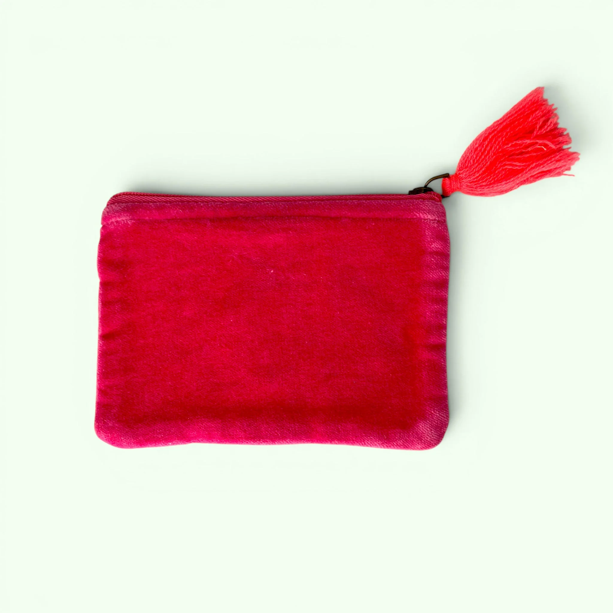 Embroidered Velvet Coin Purse | Pop Floral in Bright Pink - Image 2