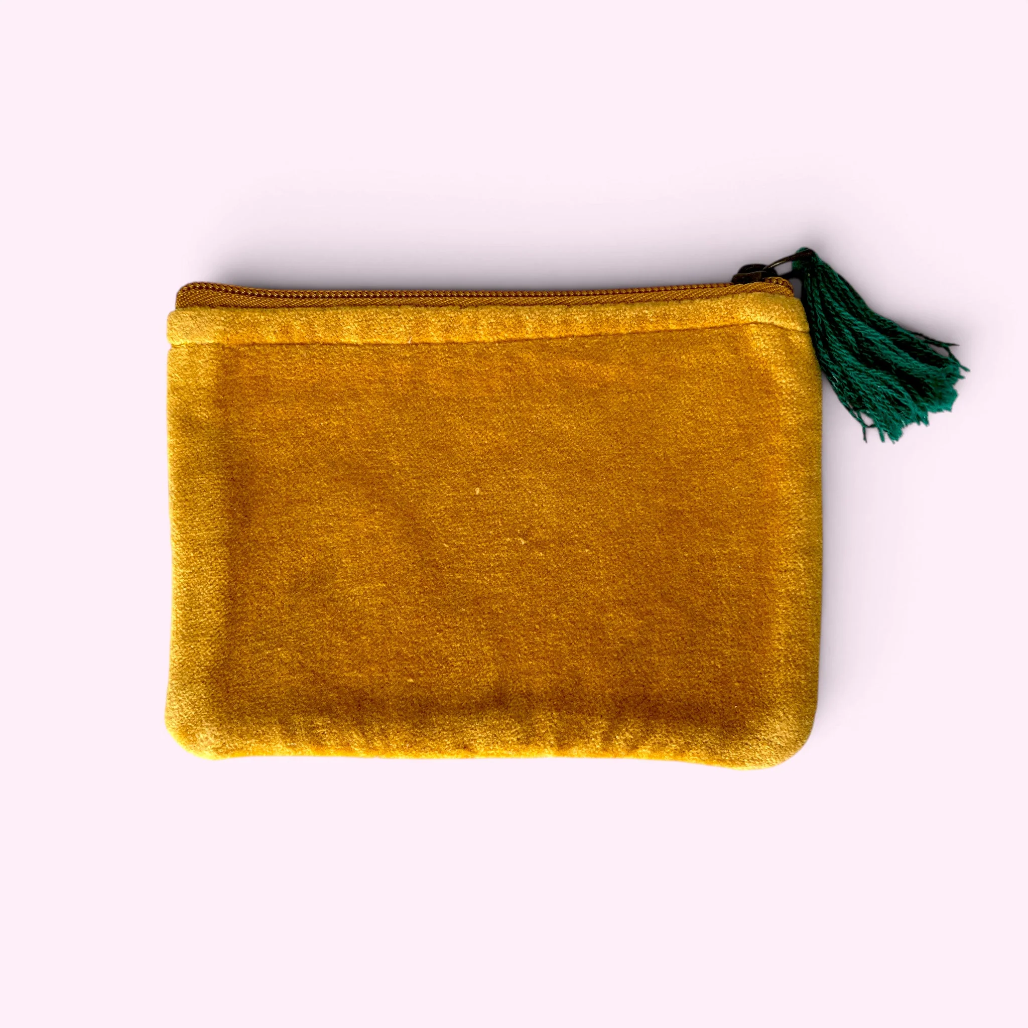 Embroidered Velvet Coin Purse | Yellow Floral - Image 2
