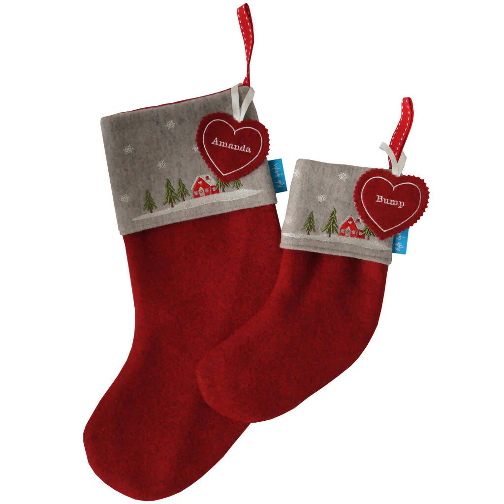 Embroidered Winter Lodge Christmas Stocking - Image 3