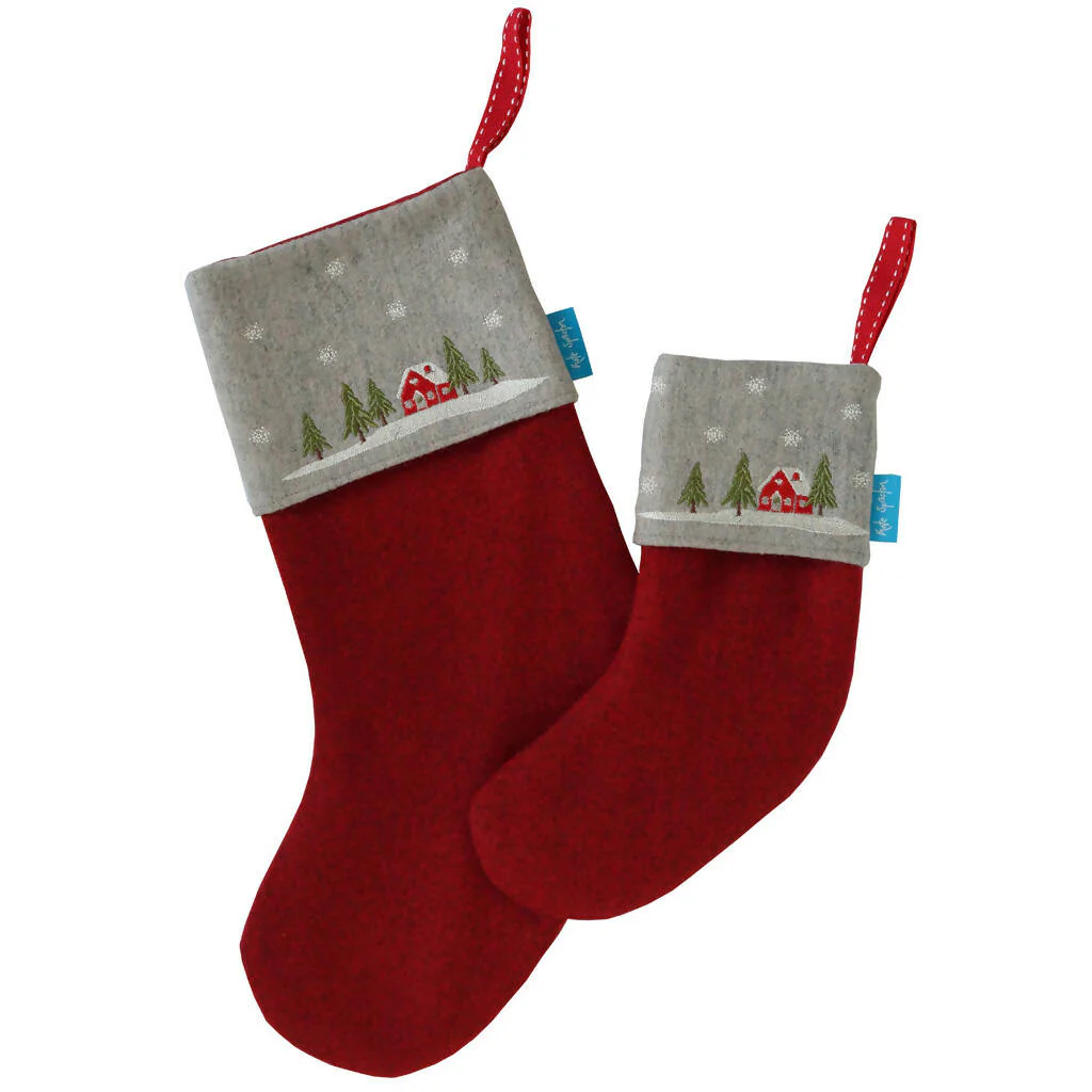 Embroidered Winter Lodge Christmas Stocking - Image 4
