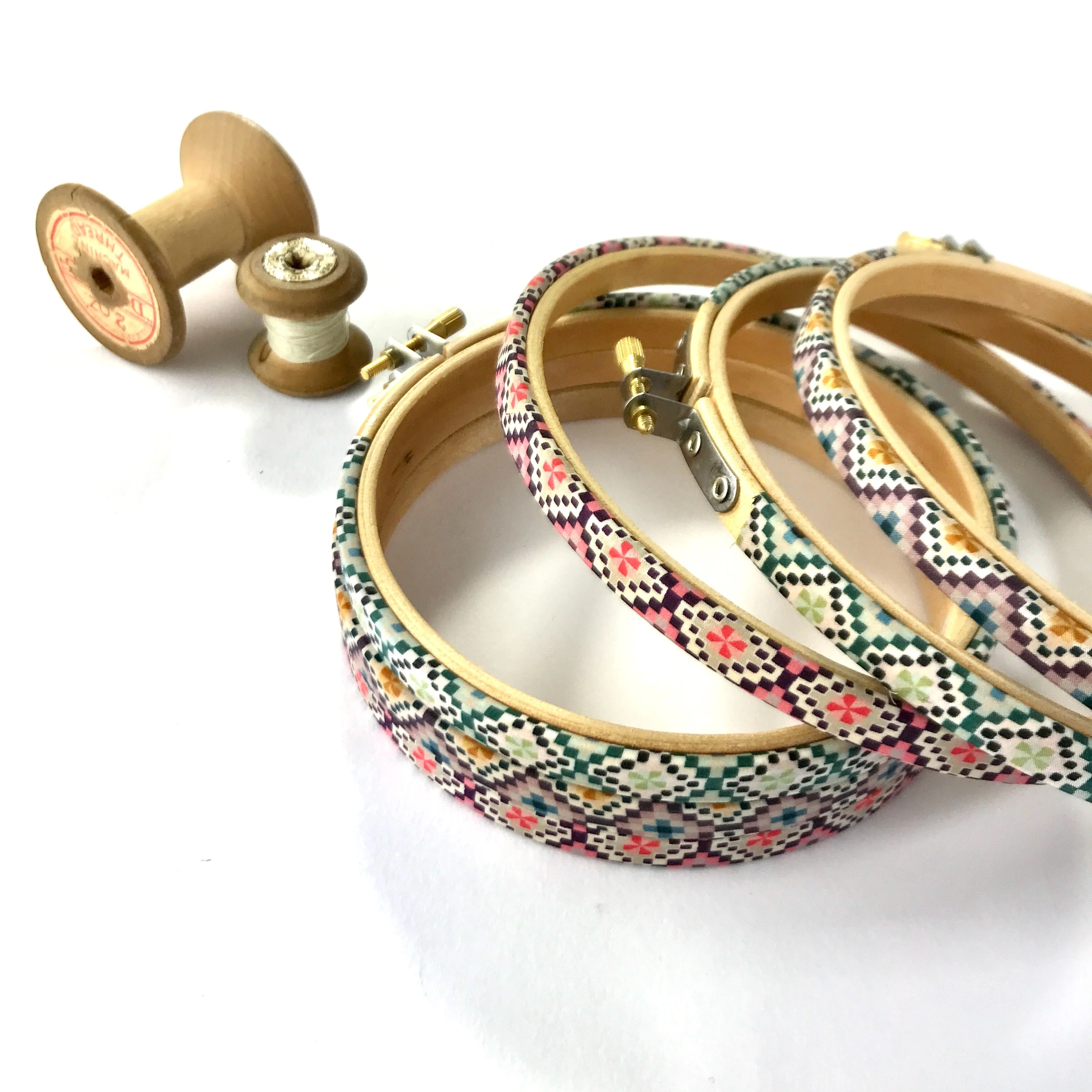 Embroidery Hoop Collection - Set of Three Geometric Design