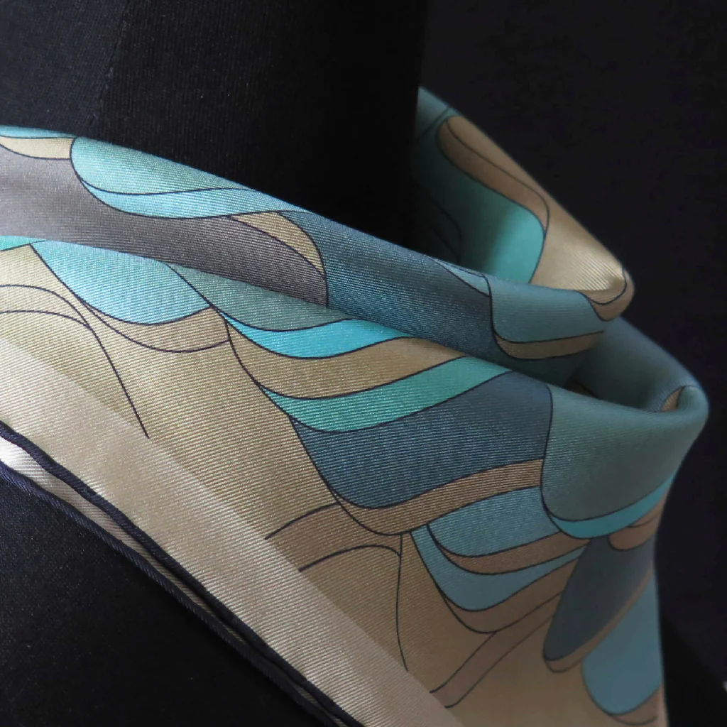 Hand Rolled Silk Scarf | Pure Silk Twill | Enceladus Dawn - Image 4