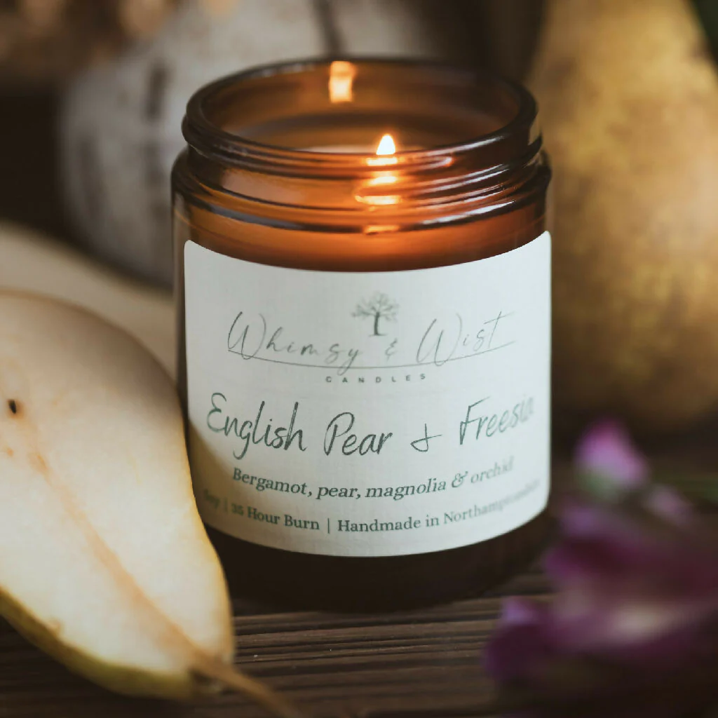 English Pear & Freesia Soy Scented Candle - Image 2