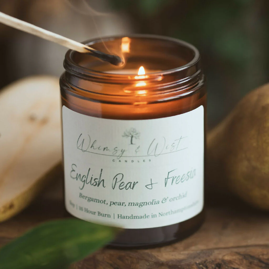 English Pear & Freesia Soy Scented Candle - Image 5