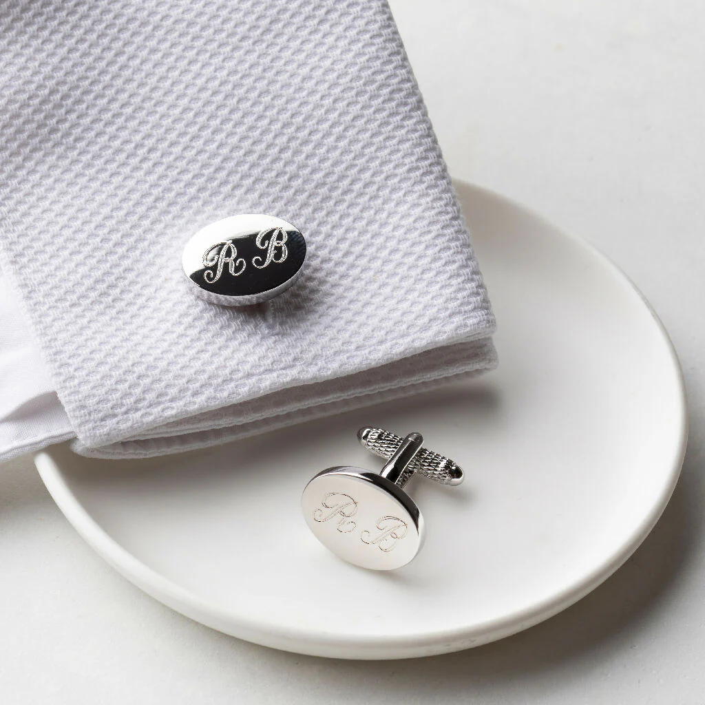 Engraved Oval Cufflinks - Image 4