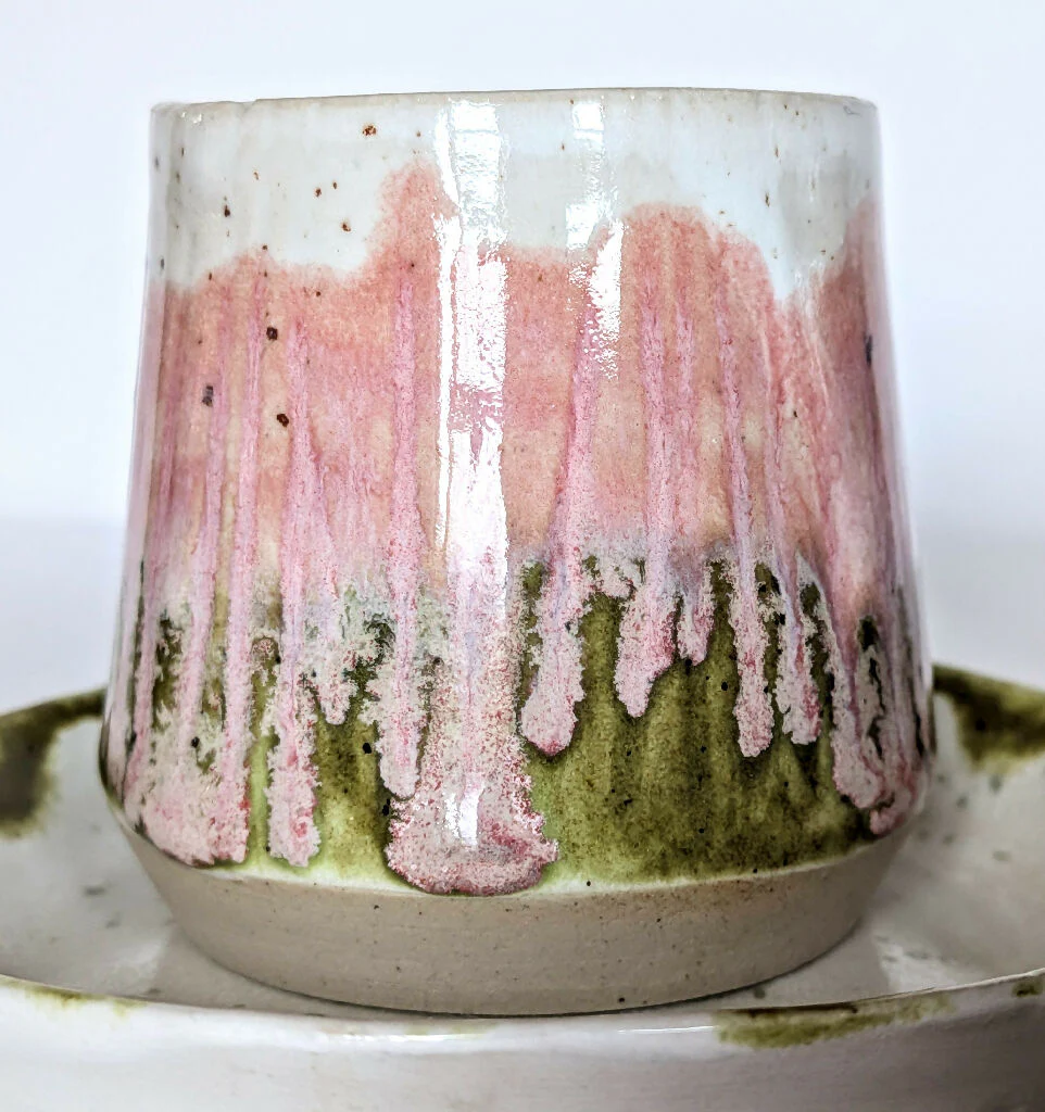 ESPRESSO SET of 2 cups and saucers - Moss and Blossom - Image 7