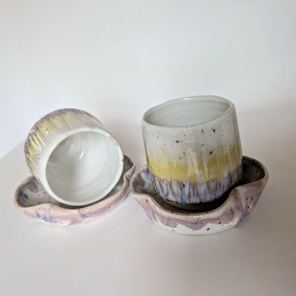 ESPRESSO SET of 2 cups and saucers - Spring Awakening - Image 11