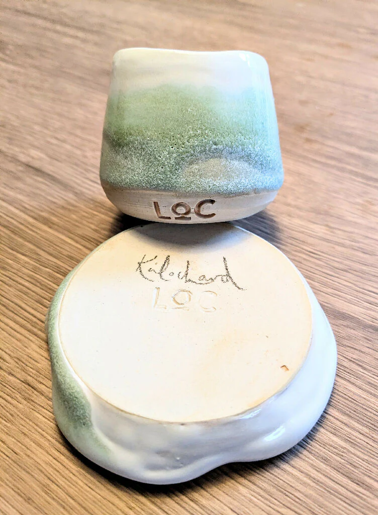 ESPRESSO SET of 2 cups and saucers - Lichen Green - Image 6