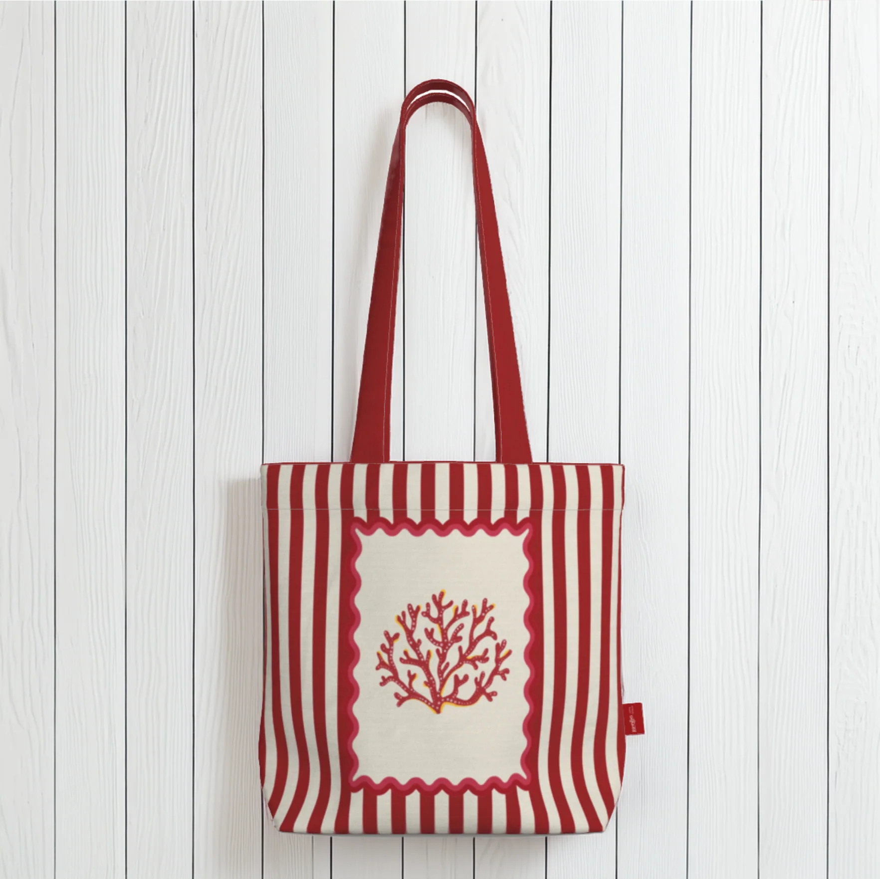Everyday Tote Bag, Red Coral Shopper "La Mer Collection" - Image 2