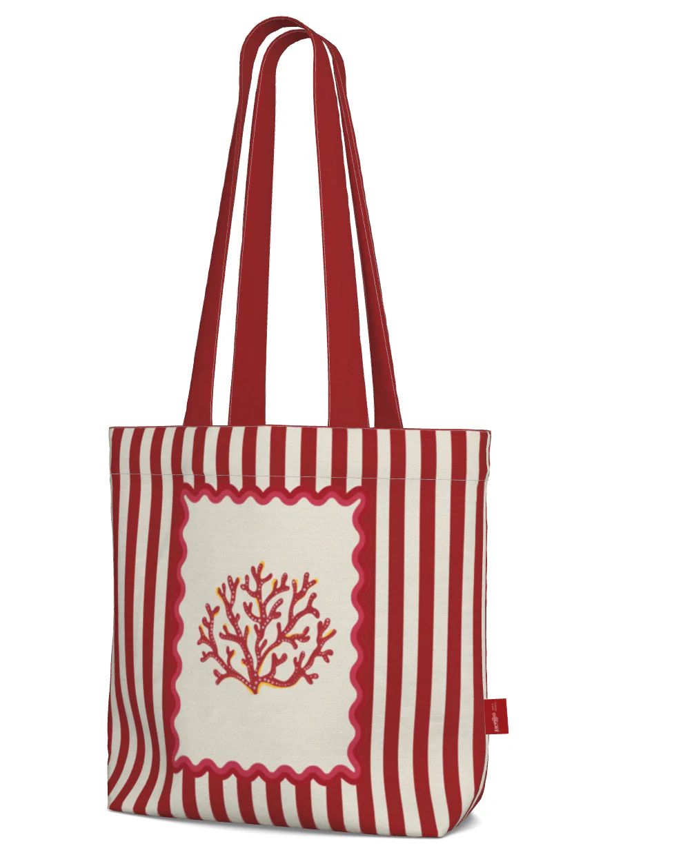Everyday Tote Bag, Red Coral Shopper "La Mer Collection" - Image 4