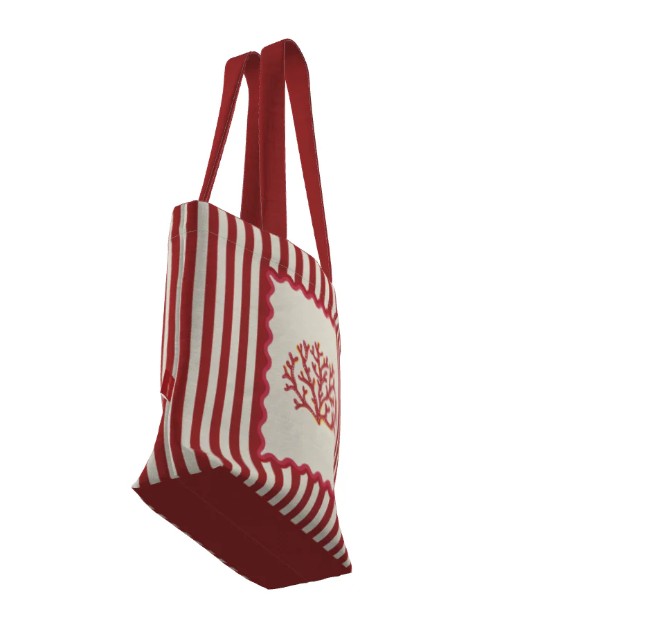 Everyday Tote Bag, Red Coral Shopper "La Mer Collection" - Image 5