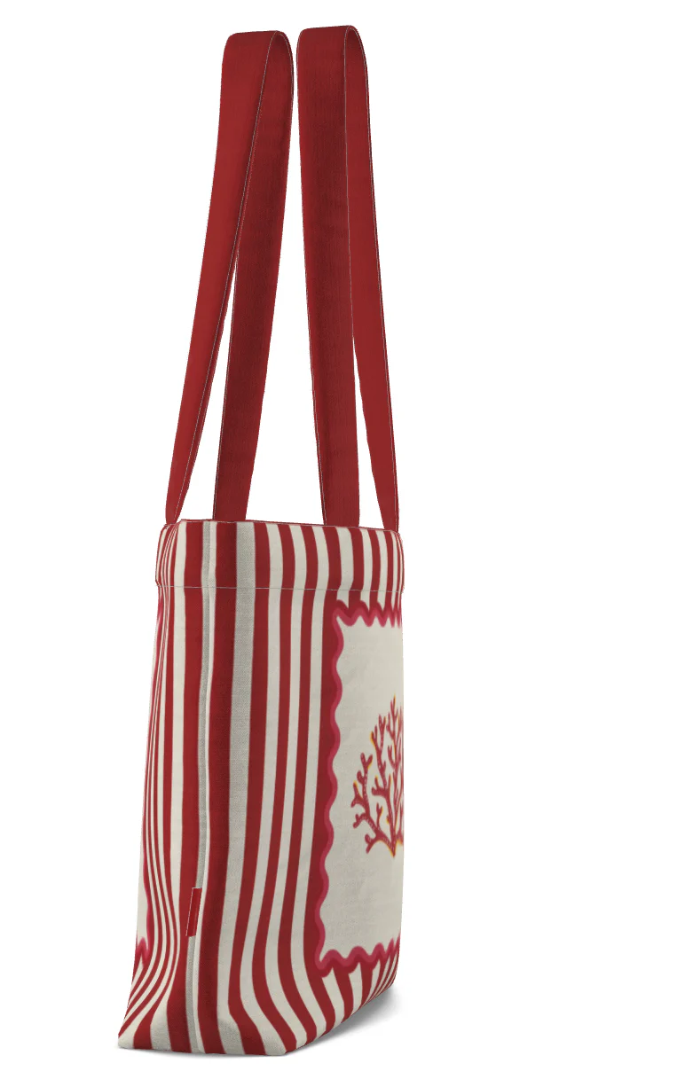 Everyday Tote Bag, Red Coral Shopper "La Mer Collection" - Image 6