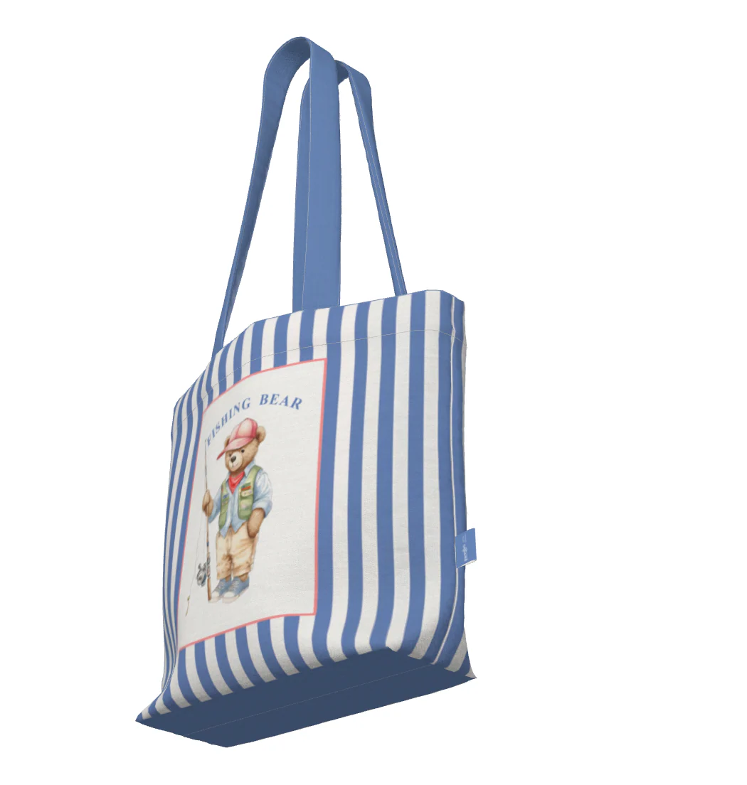 Everyday Tote Bag, The Fishing Bear Canvas Shopper - Image 4
