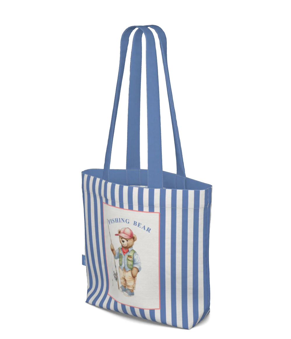 Everyday Tote Bag, The Fishing Bear Canvas Shopper - Image 5