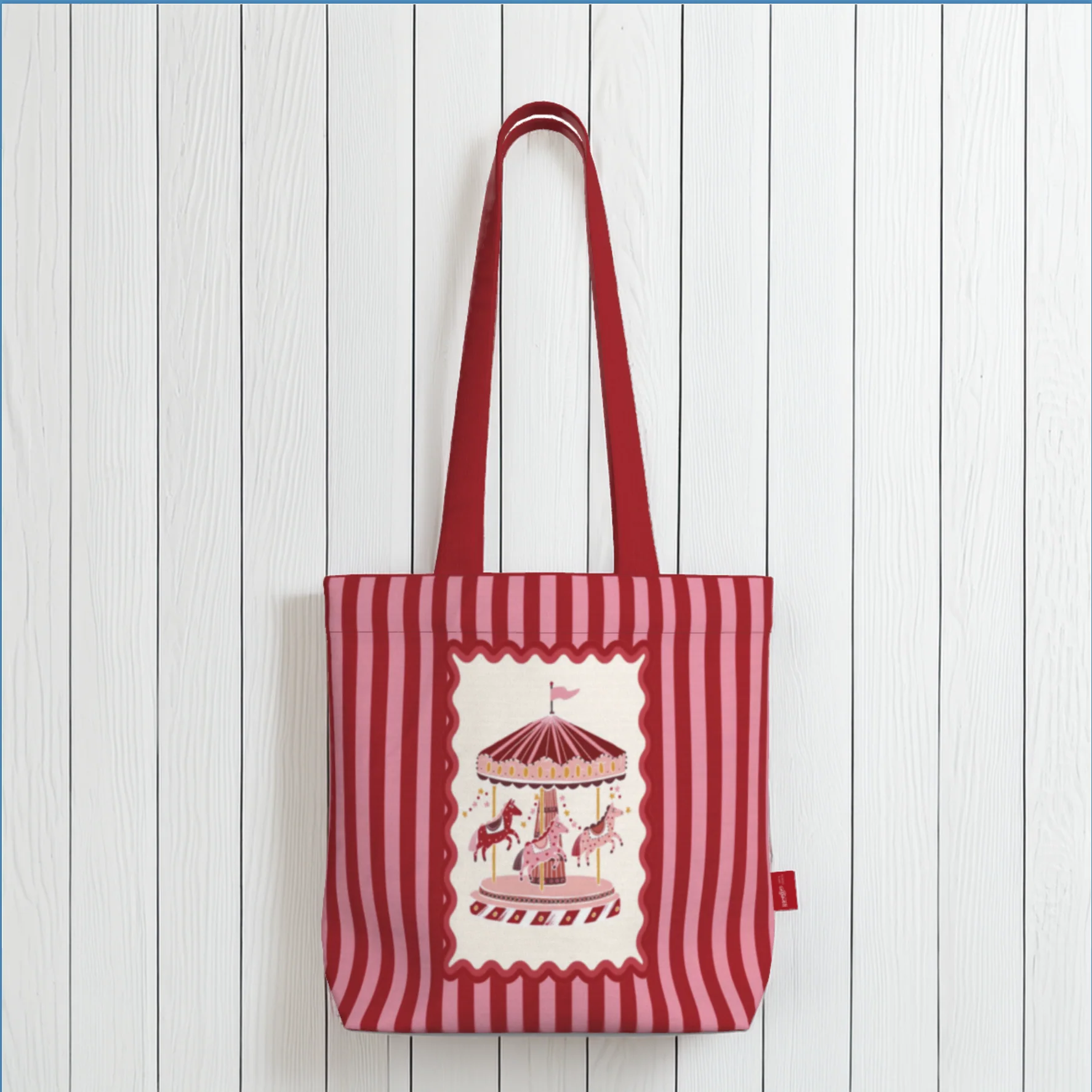 Everyday Tote Bag, Vintage Carousel Cotton Shopper